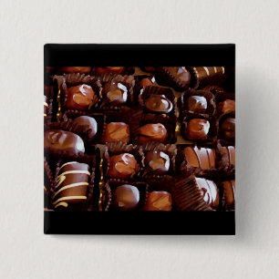 Box of Chocolates, Tempting Chocolate Candy 2 Inch Square Button