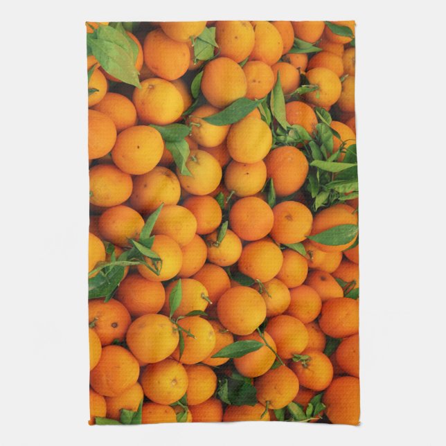Box of Juicy Oranges Kitchen Towel (Vertical)