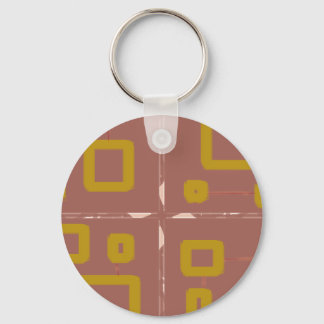 Box on Brown Geometric Keychain