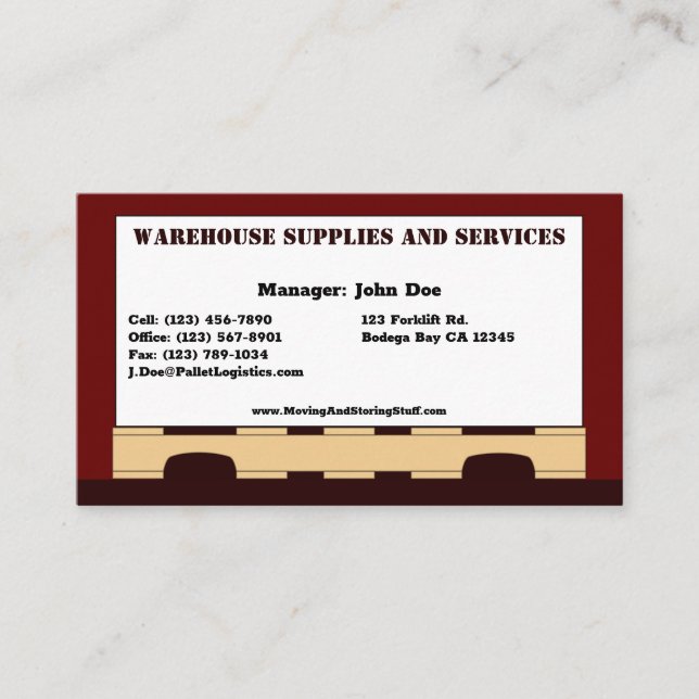 Box on Pallet Standard, 3.5" x 2.0" Business Card (Front)