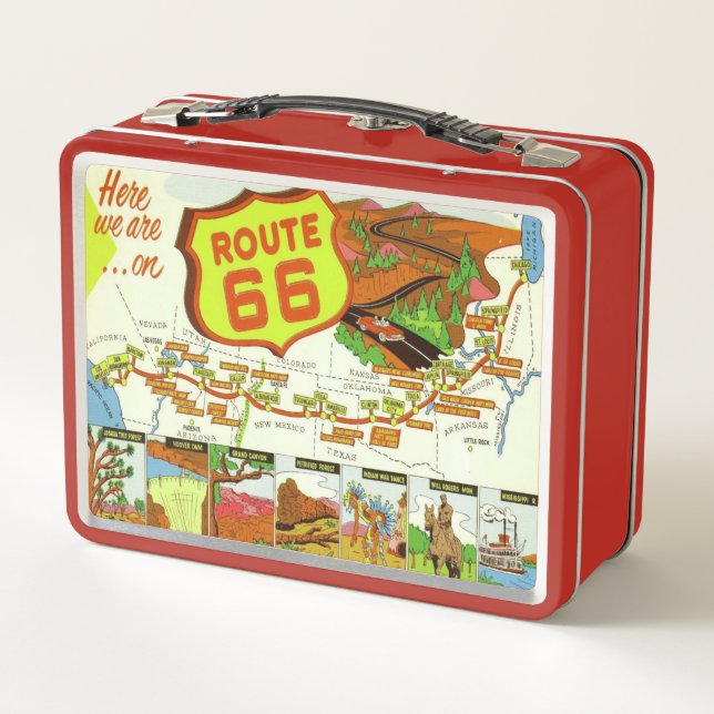 Box Retro Look Route 66 Boîte à lunch en métal (Dos)