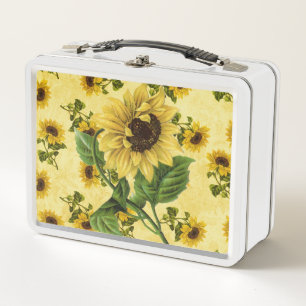 Box Tournesols vintages Boîte à lunch en métal
