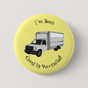Box truck cartoon illustration 2 inch round button