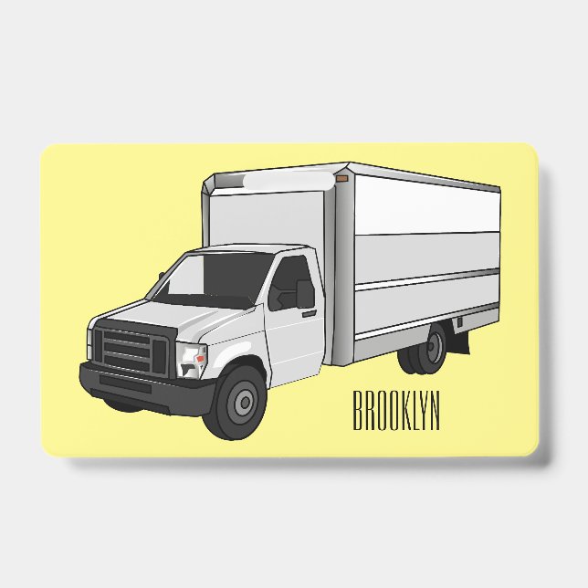 Box truck cartoon illustration badge (Front)