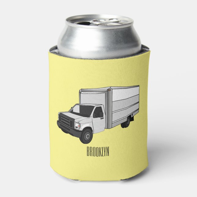Box truck cartoon illustration can cooler (Can Front)
