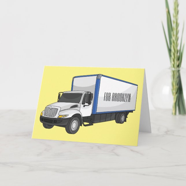 Box truck cartoon illustration card (Front)