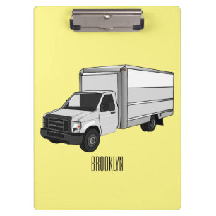 Box truck cartoon illustration clipboard