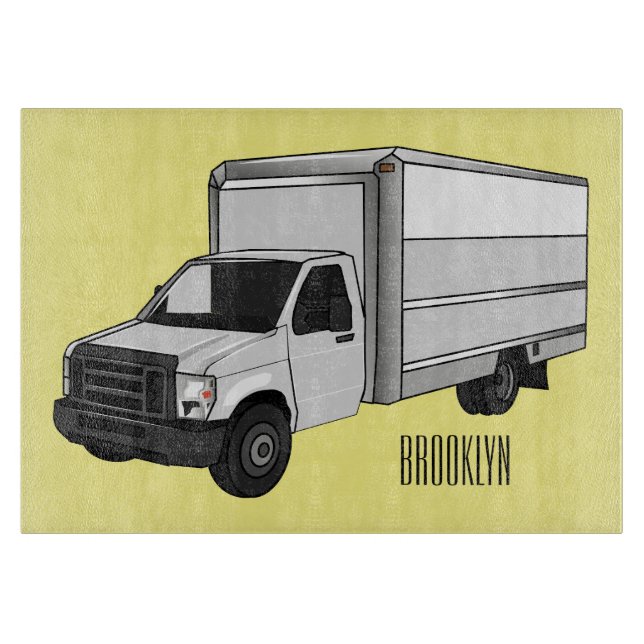 Box truck cartoon illustration cutting board (Front)