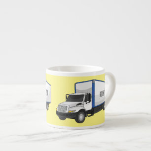 Box truck cartoon illustration espresso cup