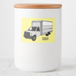 Box truck cartoon illustration food label