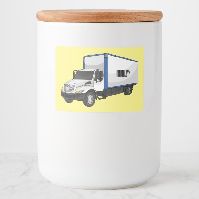 Box truck cartoon illustration  food label (Front)
