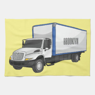 Box truck cartoon illustration kitchen towel