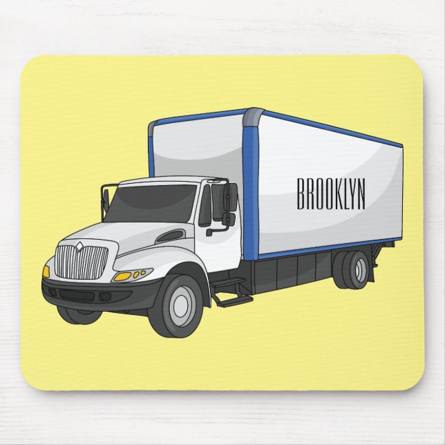 Box truck cartoon illustration mouse pad (Front)