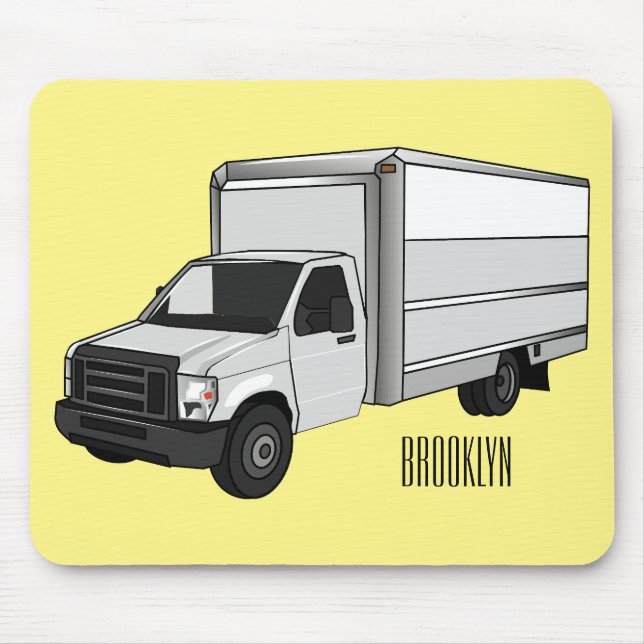 Box truck cartoon illustration mouse pad (Front)