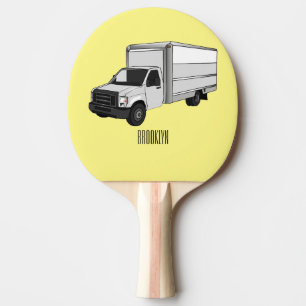 Box truck cartoon illustration ping pong paddle
