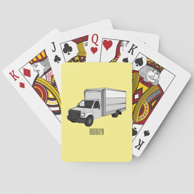 Box truck cartoon illustration playing cards (Back)