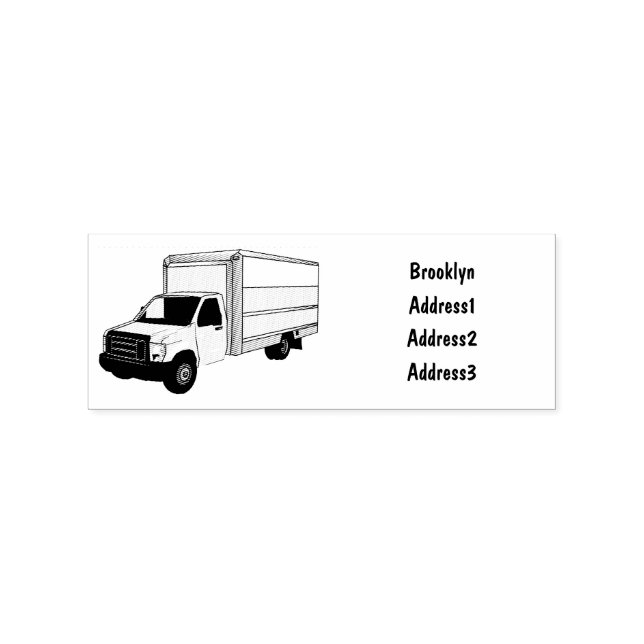 Box truck cartoon illustration rubber stamp (Imprint)