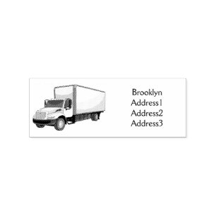 Box truck cartoon illustration rubber stamp