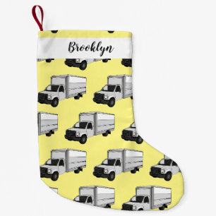 Box truck cartoon illustration small christmas stocking