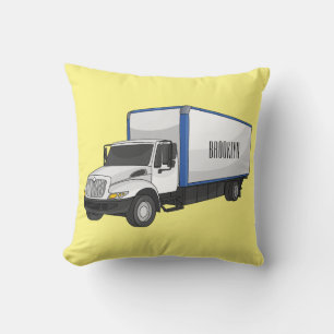 Box truck cartoon illustration throw pillow