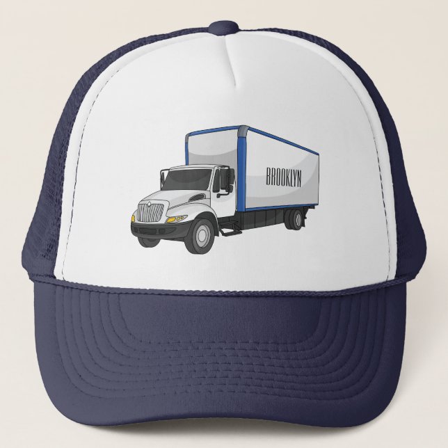 Box truck cartoon illustration  trucker hat (Front)