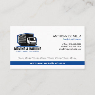 Box Truck Moving & Delivery & Junk Haul Service Business Card