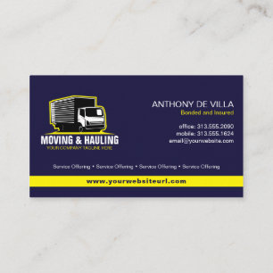 Box Truck Moving, Hauling, or Delivery Service Business Card