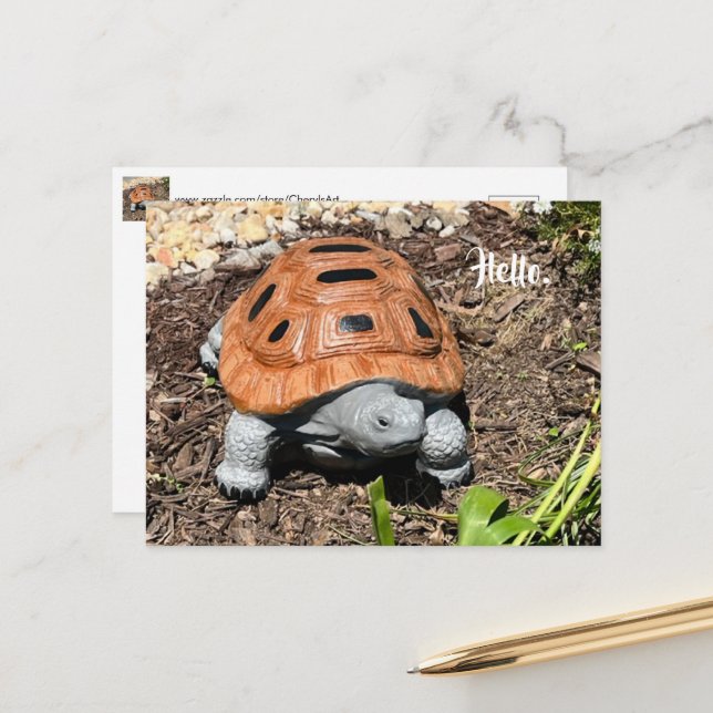 Box Turtle, Hello or your text, Custom Postcards (Front/Back In Situ)