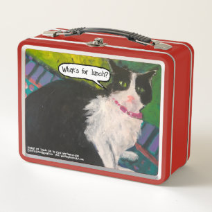 Box Tuxedo Chat 'What's For Lunch' Boîte à lunch en mé