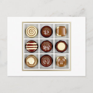 Box with chocolate candies postcard