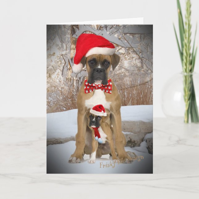 Boxe avec carte de Noël Chiot (Devant)