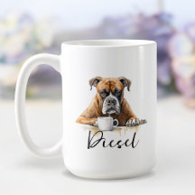 Boxe avec un chien tasse de café avec attitude aqu