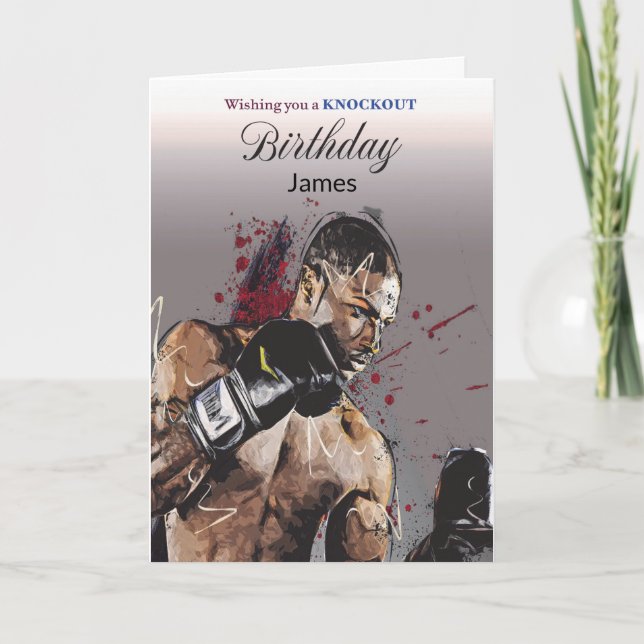 Boxe Knockout Carte d'anniversaire personnalisée (Devant)
