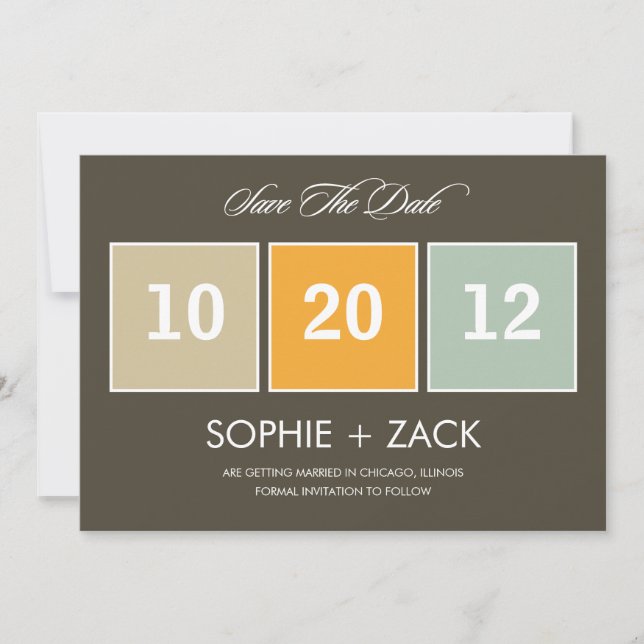 Boxed Calendar Save The Date Announcements (Grey) (Front)
