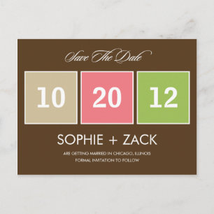 Boxed Calendar Save The Date Postcard (Brown)