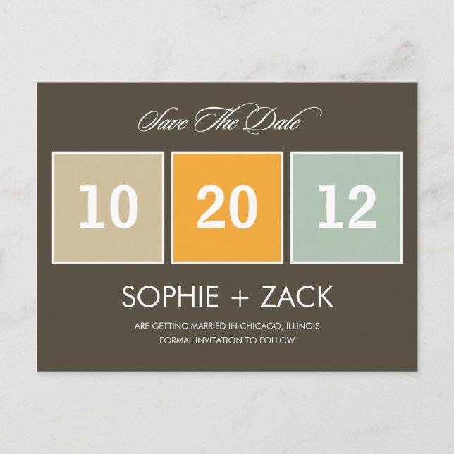Boxed Calendar Save The Date Postcard (Grey) (Front)