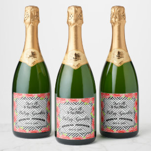Boxed Stripes & Roses Derby Sparkling Wine Labels