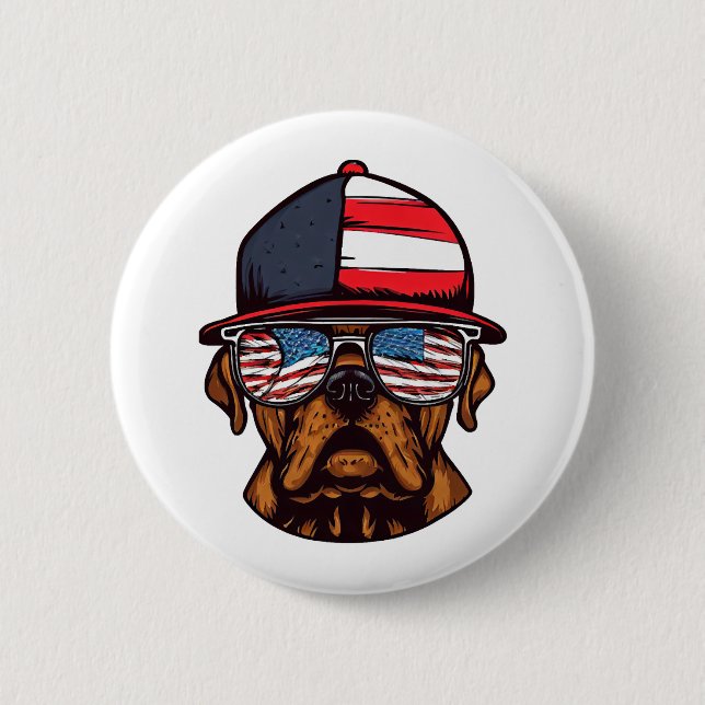 Boxer 4th of July 2 Inch Round Button (Front)