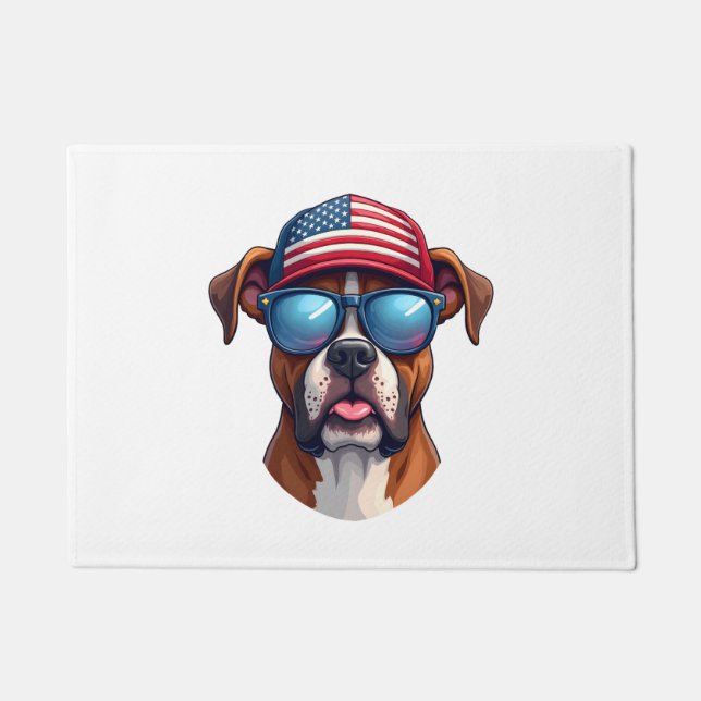 Boxer 4th of July Doormat (Front)