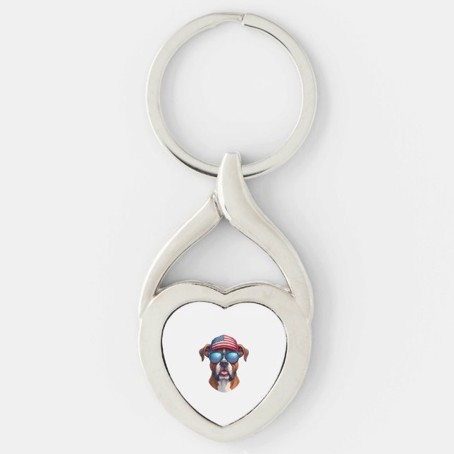Boxer 4th of July Keychain (Front)