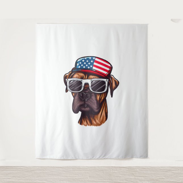 Boxer 4th of July Party Tapestry (Front)