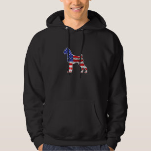 Boxer American Flag Patriotic Boxer Dog 4th Of Jul Hoodie