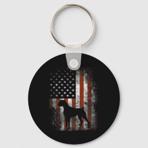 Boxer American Flag Shirt Usa 4th Of July Dog Gift Keychain
