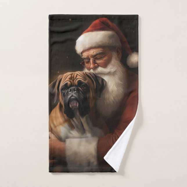 Boxer avec Noël Festif du Père Noël (Serviette à main)