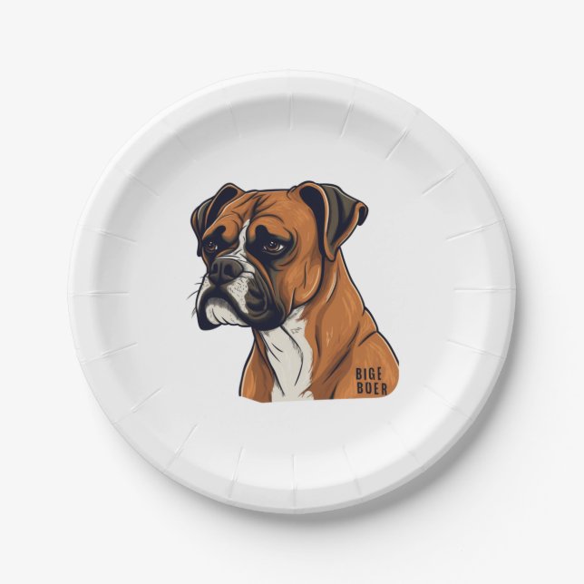 Boxer Bark Designs Punchy Graphic designs Paper Plate (Front)