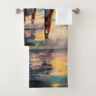Boxer Beach Surfing Painting Bath Towel Set