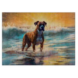 Boxer Beach Surfing Painting Cutting Board