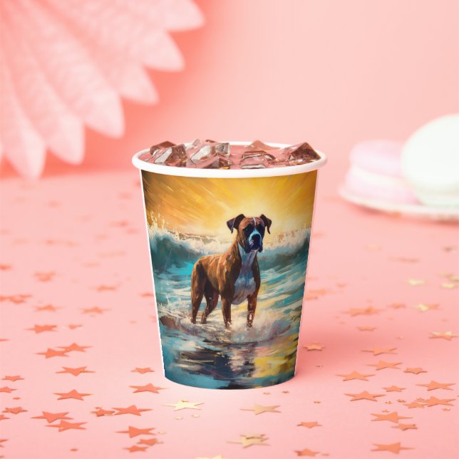 Boxer Beach Surfing Painting Paper Cups (Insitu)