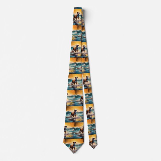 Boxer Beach Surfing Painting Tie (Front)
