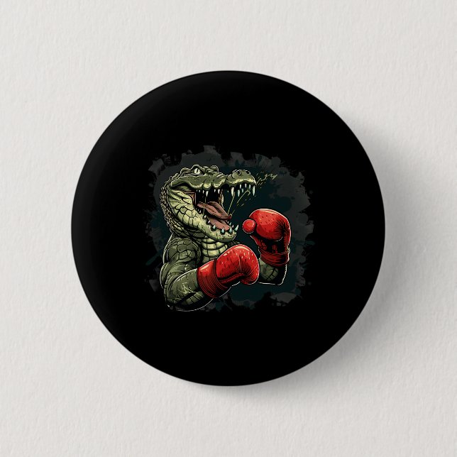 Boxer Bear With Boxing Gloves Kickboxing Funny Box 2 Inch Round Button (Front)